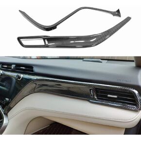 Kadore Interior Front Center Console Strips Trim Molding Cover for Toyota Camry 2018 2019 2020 2021 2022 2023 Carbon Fiber Color LHD 2-pc