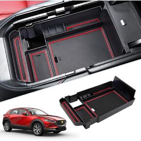 for 2020 2021 2022 2023 2024 Mazda CX-30 Center Console Organizer 2023 2024 CX30 Accessories Tray 2023 2024 CX30 DM Armrest Secondary Storage Box with Coin and Glass Holder(White)