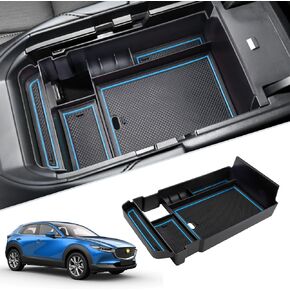 لـ 2020 2021 2022 2023 2024 Mazda CX-30 منظم وحدة التحكم المركزية 2023 2024 CX30 صينية الملحقات 2023 2024 CX30 DM صندوق تخزين ثانوي لمسند الذراع مع حامل عملة وزجاج (أبيض)