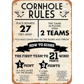 Zopozo Games CORNHOLE RULES CLASSIC Poster Retro Vintage Metal Sign Home Man Cave Art, Kitchen 5.5x8 inhces