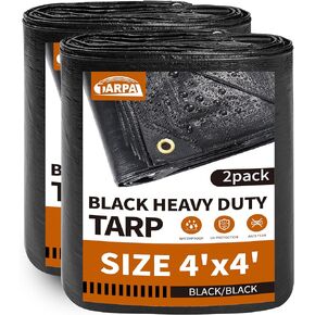 Waterproof tarp 4x5（2Pack） Black Heavy Duty tarp 14mil polyethylene tarps Multifunctional Tarpaulin，Sunscreen,UV Resistant,Suitable for Outdoor Furniture, awnings,Roofs,Tents tarp Cover