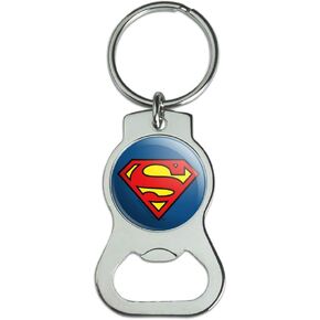 Superman Classic S Shield Logo Keychain with Bottle Cap Opener