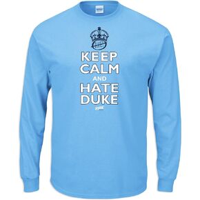 North Carolina Basketball Fans. Keep Calm and Hate Duke Carolina Blue T-Shirt (Sm-5X)