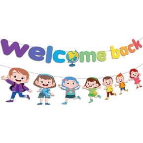 Welcome Back Banner-Back to School Decorations First Day of School Garland Preschool Classroom Party Decoration Colorful Kindergarten Back to School Banner for Kids