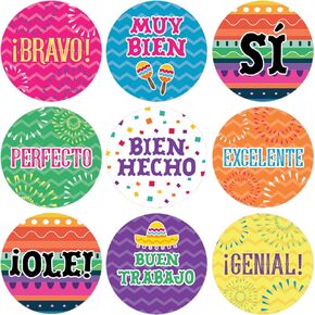 Spanish Teacher Reward Stickers for Kids, Español Motivational Stickers for Student Incentives - 1,080 Count