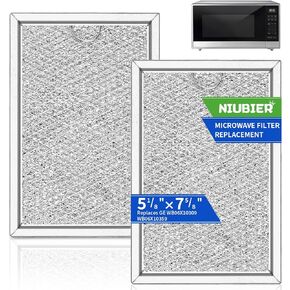 Microwave Filter Replacement 7.64" x 5.12" Fit for GE WB06X10309/ WB06X10359, 2 Pack Microwave Vent Filter, Microwave Grease Filter - Freshens and Filters Kitchen Air in Over-The-Range Oven Vent Fan