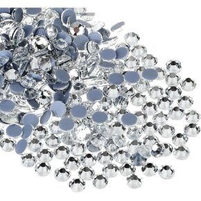 Qianyu 1440Pcs Hotfix Rhinestones Pure White Crystal Diamond Sparkly Flatback Rhinestones Round Glitter Glass Gem Stone Clothes Crystal Accessories for Nails Art Crafts Bags Shoes DIY Decoration in Saudi Arabia