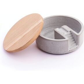 Concrete Tray with Wooden Lid, Holder for Patio Balcony, Cool Tray Holders, Trays for Outdoors and Indoor Use