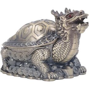 Vintage Ashtray with Lid, 3 Slots Dragon Turtle Windproof Ashtray for Home Patio Office Outdoors Indoor 7.6 x 4 x 4in
