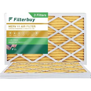 Filterbuy 20x30x1 Air Filter MERV 11 Allergen Defense (3-Pack), Pleated HVAC AC Furnace Air Filters Replacement (Actual Size: 19.63 x 29.63 x 0.75 Inches)