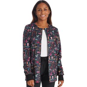 Cherokee Prints Women Warm Up Scrubs Jacket Snap Front CK321