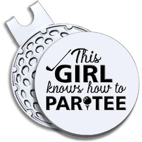 This Girl Knows How to Par Tee Golf Ball Marker with Magnetic Hat Clip, Funny Golf Gift for Woman