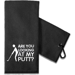 Funny Golf Towel Gift for Dad, Retirement Gifts for Men Golfer, Funny Golf Towel for Men, Embroidered Golf Towels for Golf Bags with Clip (are You Looking at My Putt?)
