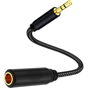 1/4 Splitter Male to Dual 1/4" TRS Stereo Female Jack Splitter Headphone Adapter Cable - 8 inches / 20cm Quarter Inch Cord