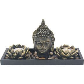 حامل شموع لوتس من Zen Garden لديكور المنزل - ملحقات مكتب مكتب رئيس بوذا - عرض سطح الطاولة على شكل تمثال بوذا على شكل ضوء الشاي in Kuwait