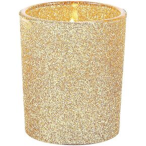 Gold Glitter Votive Holders - 12 Glass Candle Holders - Wedding and Home Decor