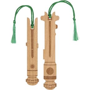 Two Pack - Star Wars Ahsoka Tano Clone Wars Lightsaber Bookmarks - Laser Engraved - Made in The USA - Wood Book Mark with Green Tassel