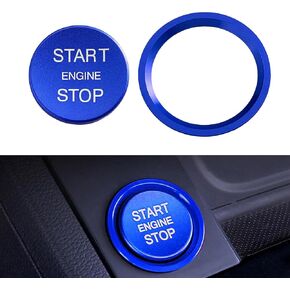 gunhunt 2 PCS Car Engine Button Decorative Cover, Ignition Switch Rotate Protective Cap, Aluminum AlloyIgnition Button Ring, Compatible with Audi A4LA5A6LQ3Q3Q57A7A8 (Blue)