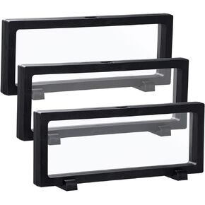 Black 3D Floating Frame, Uceoo 3 Pack 9×3.5×0.8"/230X90X20mm Challenge Coin Holder Coin Floating Display with 6 Bases for Coin Medallions Specimen Jewelry