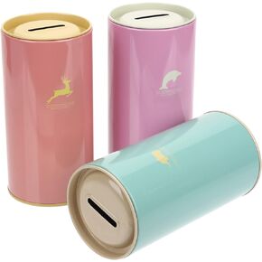 Toyvian Home Piggy 3pcs Money Saving Jar, Piggy Bank, Money Bank Coin Jar, Coin Holder Coin Sorter, Money Saver Tin Can,14.5cm/5.7inch Tall Vintage Decor Storage Box