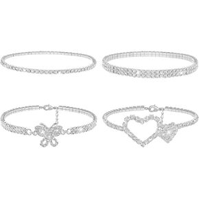 Suyi Ankle Bracelets for Women Rhinestone Stretch Anklets Crystal Elastic Foot Chain