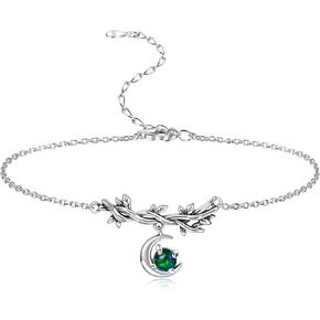 أوبال القمر سوار للنساء: 925 فضة الهلال الكرمة خلخال خمر النار أوبال مجوهرات هدايا للفتيات صديقة أمي in Kuwait