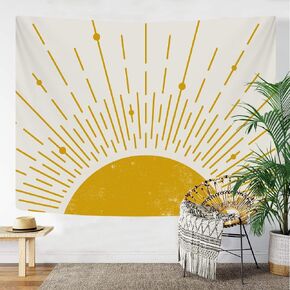iTapnoom Boho Sun Tapestry Hippie Minimalist Tapestries Wall Hanging for Bedroom Room Aesthetic 70s Decor Bohemian Vintage Yellow Golden Abstract Sunset Dorm Decor 60X40Inches