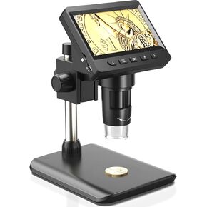 مجهر Ashfly LCD رقمي 500X، مكبر عملة 1080P مع 8 مصابيح LED قابلة للتعديل، عرض الكمبيوتر الشخصي، متوافق مع نظام التشغيل MacOS Windows - أسود in Kuwait
