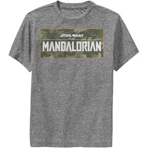 STAR WARS Mandalorian Mando Camo Logo Boys Short Sleeve Tee Shirt