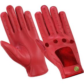 Men's Leather Gloves Leather Driving Gloves Chauffeur 100% Genuine Lambskin Leather Gloves Full Finger Car Driving Motorcycle Bikers Riding Gloves