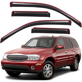 Lightronic WV194733 In-Channel Side Window Deflectors Visors Rain Guards, Dark Smoke, 4-Pieces Set, Fits 2002-2009 Chevrolet Trailblazer (EXCLUDES TRAILBLAZER EXT), GMC Envoy (EXCLUDES ENVOY XL & XUV)
