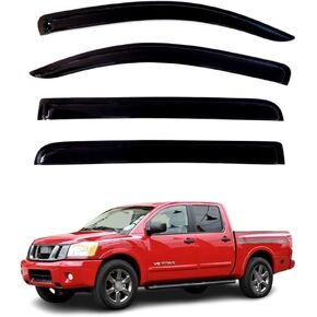 4Pcs Window Visors Vent Deflectors for Nissan Titan Crew Cab 2004-2015 Rain Guards Shade