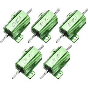 25W 80 Ohm 5% Aluminum Housing Resistor Screw Chassis Mounted Aluminum Case Wirewound Resistor Load Resistors Green 5 pcs