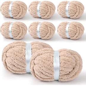 8 Packs Jumbo Chenille Chunky Yarn, 2045g (72oz) 245 Yards (224m) Chunky Yarn for Crocheting Knitting, Handcrafts & Blanket Yarn