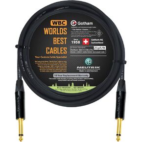 10 أقدام - Gotham GAC-1 Ultra Pro - كابل أداة جيتار باس ممتاز منخفض الغطاء (21 pf/F) - مع موصلات TS ذهبية مستقيمة إلى مستقيمة ¼ بوصة (6.35 مم) - مصنوعة خصيصًا من أفضل الكابلات في العالم in Saudi Arabia