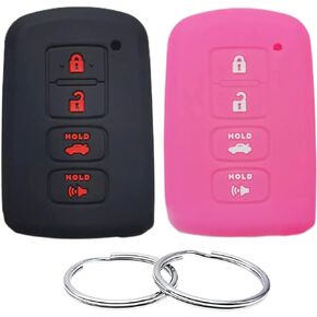 Silicone Rubber Key Fob Cover Compatible with 2012-2019 Toyota Avalon Camry Corolla Highlander RAV4 TO101US 89904-0E120 89904-0E121 HYQ14FBA 89904-0R080