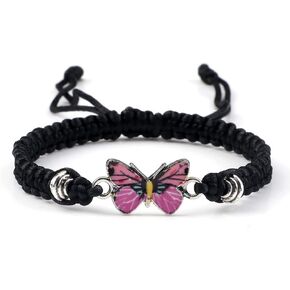COLORFUL BLING Multicolor Braided Woven String Butterfly Bracelets for Couple Matching Friendship BFF Family Butterfly Wristband Jewelry