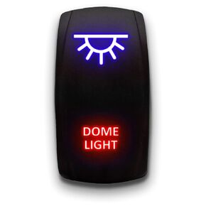 Dome Light - Blue - Laser Etched Toggle Switch 20A 12V - Vertical Rocker Switch 5-Pin DPST