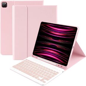 iPad Air 13 inch Case Keyboard and iPad Pro 12.9 inch Case with Keyboard iPad Pro 6th/5th/4th/3rd Generation 2022-2018 Wireless Detachable Keyboard with Pencil Holder - Black