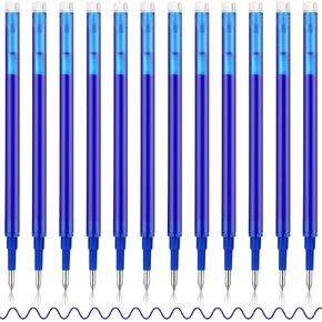 12 Pieces Blue Erasable Gel Pen Refills, Gel Ink Refills Compatible with Erasable Pens, Fine Point 0.7 mm, for Writing Planner and Crossword Puzzles