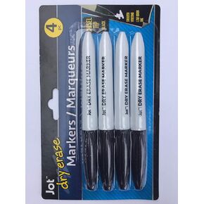 Party Supplies Jot Dry Erase Markers Marqueurs Chisel Tip Black Smooth Writing 4 pcs