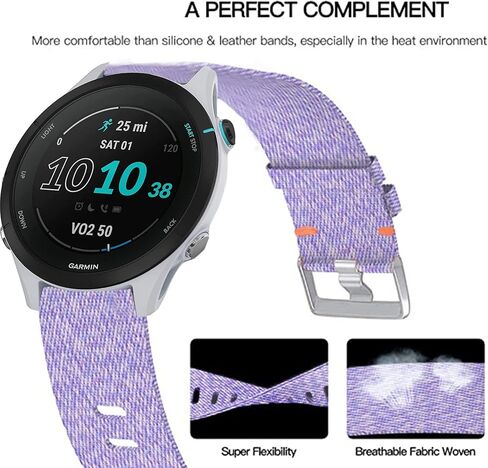 متوافق مع Garmin Forerunner 255 Band، حزام إكسسوارات بديل من نسيج النايلون المنسوج المسامي متوافق مع Garmin 255 46mm / 255S 41mm Smartwatch in Kuwait
