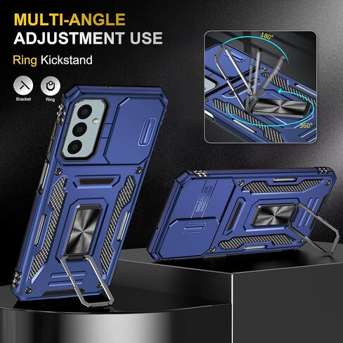 for Samung Galaxy A52 5G Case Galaxy A52 5G Case with Slide Camera Cover Ring Kickstand Military Grade Shockproof Case Armor Heavy Duty for Galaxy A52 5G Phone Case (Black) in Saudi Arabia