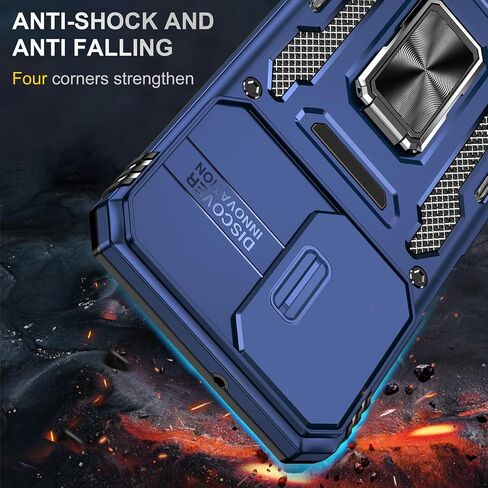 for Samung Galaxy A52 5G Case Galaxy A52 5G Case with Slide Camera Cover Ring Kickstand Military Grade Shockproof Case Armor Heavy Duty for Galaxy A52 5G Phone Case (Black) in Saudi Arabia