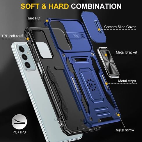for Samung Galaxy A52 5G Case Galaxy A52 5G Case with Slide Camera Cover Ring Kickstand Military Grade Shockproof Case Armor Heavy Duty for Galaxy A52 5G Phone Case (Black) in Saudi Arabia