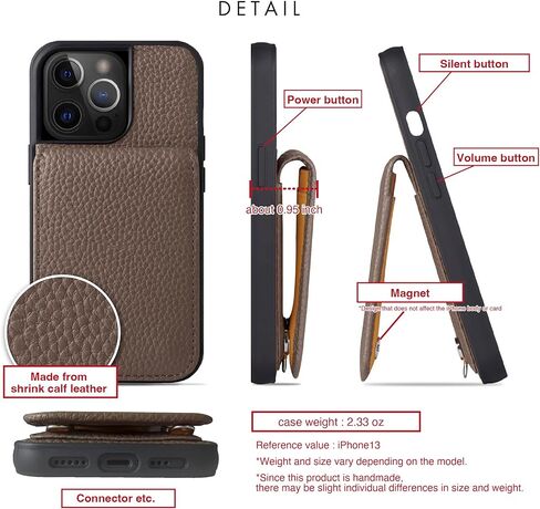 Hanatora] حافظة iPhone12mini قابلة للطي مع حامل بطاقة وغطاء هاتف من الجلد الأصلي، حافظة ذات جودة أنيقة بدون مغناطيس للنساء والرجال، رمادي SCPG-12Mini-Grege in Kuwait