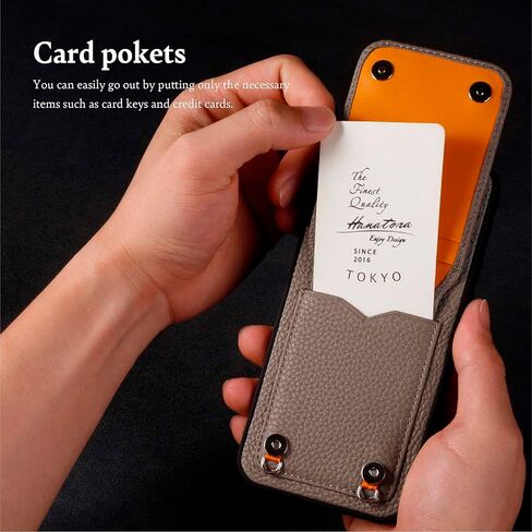 Hanatora] حافظة iPhone12mini قابلة للطي مع حامل بطاقة وغطاء هاتف من الجلد الأصلي، حافظة ذات جودة أنيقة بدون مغناطيس للنساء والرجال، رمادي SCPG-12Mini-Grege in Kuwait