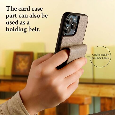 Hanatora] حافظة iPhone12mini قابلة للطي مع حامل بطاقة وغطاء هاتف من الجلد الأصلي، حافظة ذات جودة أنيقة بدون مغناطيس للنساء والرجال، رمادي SCPG-12Mini-Grege in Kuwait