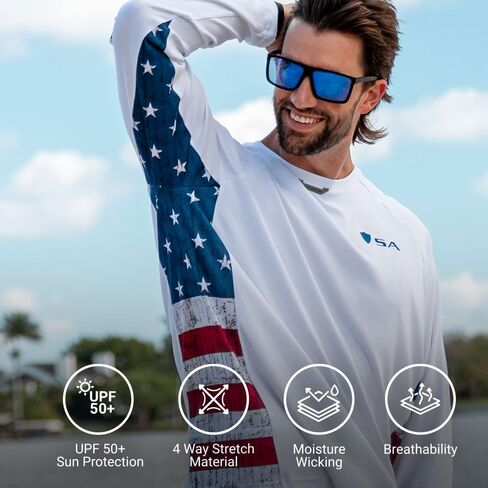 أداء جديد للرجال قميص طويل الأكمام | عامل حماية من أشعة الشمس بعامل حماية من أشعة الشمس 50+، ماص للرطوبة، تمدد في 4 اتجاهات | من شركة SA in Kuwait