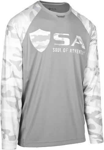 أداء جديد للرجال قميص طويل الأكمام | عامل حماية من أشعة الشمس بعامل حماية من أشعة الشمس 50+، ماص للرطوبة، تمدد في 4 اتجاهات | من شركة SA in Kuwait